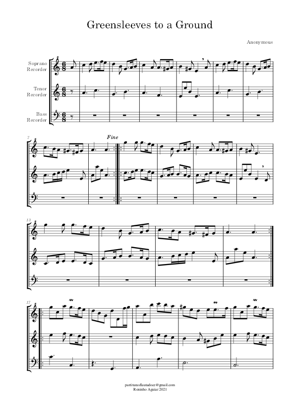 Green Hill Zone, Partitura com Notas para Flauta Doce, Violino